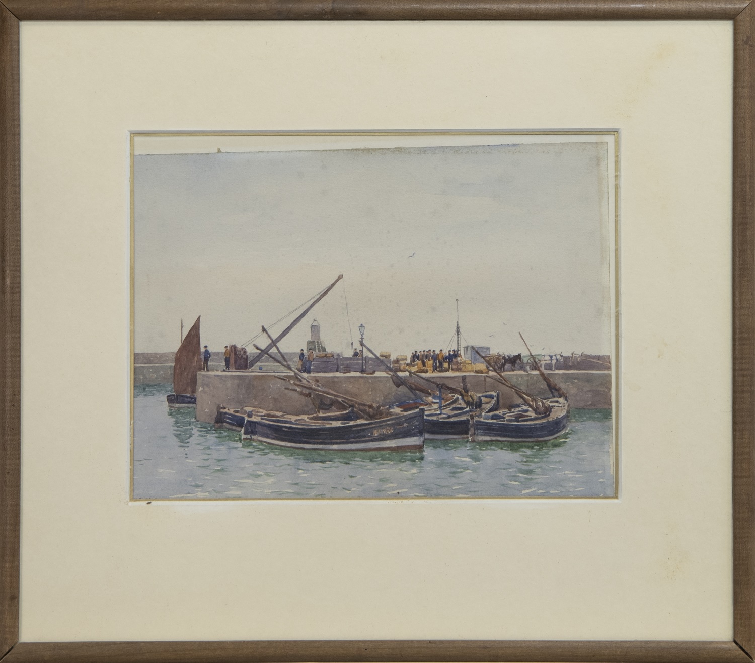 SCOTTISH HARBOUR SCENE, A WATERCOLOUR BY CHARLES DOWELL