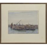 SCOTTISH HARBOUR SCENE, A WATERCOLOUR BY CHARLES DOWELL