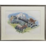 GOATS AT DUCHAL, A WATERCOLOUR BY JUNE SHANKS