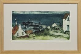 ST ABBS EVENING, AN ETCHING BY JOHN HEYWOOD