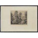 MILL BY RIVER, AN ETCHING BY MATTHEW HENDERSON