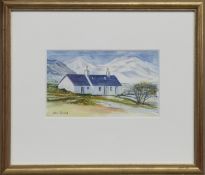 WATERSIDE CROFT, A WATERCOLOUR BY ANN TAYLOR