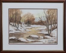 WINTER RIVER, A GOUACHE BY N BAIN