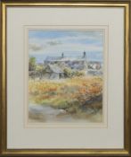 TIN MINERS COTTAGE NEAR ZENNOR IN CORNWALL, A WATERCOLOUR BY DAVID RUST