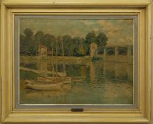 THE BRIDGE AT ARGENTEUIL BY CLAUDE MONET, AN APPROVED COPY FROM THE LOUVRE