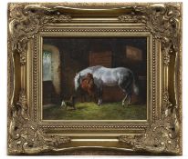 STABLE SCENE, AN OIL