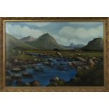 HIGHLAND LANDSCAPE, AN OIL BY R STUBBS