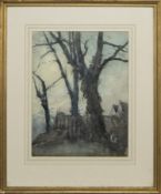TREES IN WINTER, A WATERCOLOUR BY ANDREW ARCHER GAMELY