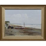 DOWNDERRY BEACH, CORNWALL, AN OIL BY STUART BOLTON