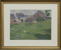 FARM AND COTTAGES, A WATERCOLOUR BY ERIC HESKETH HUBBARD