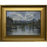 ROWING, HIGHLAND RIVER, AN OIL BY JAMES PATTERSON