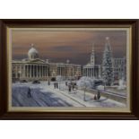 TRAFALGAR'S SQUARE, LONDON, AN OIL BY MALCOLM BUTTS