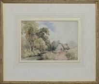 COTTAGE BY A STREAM, A WATERCOLOUR BY EDWARD THORNTON CRAWFORD