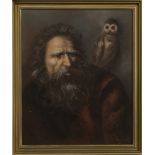PHILOSOPHER AND OWL, AN OIL BY SIAUW TIK KWIE