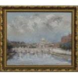 ST PETERS FROM THE TIBER, AN OIL BY ALEXANDER G BEAUCHAMP CAMERON