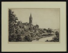 GLASGOW UNIVERSITY FROM THE WEST, AN ETCHING BY WILFRED APPLEBY