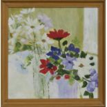 FLORAL STILL LIFE, AN OIL BY HAZEL MARSHALL