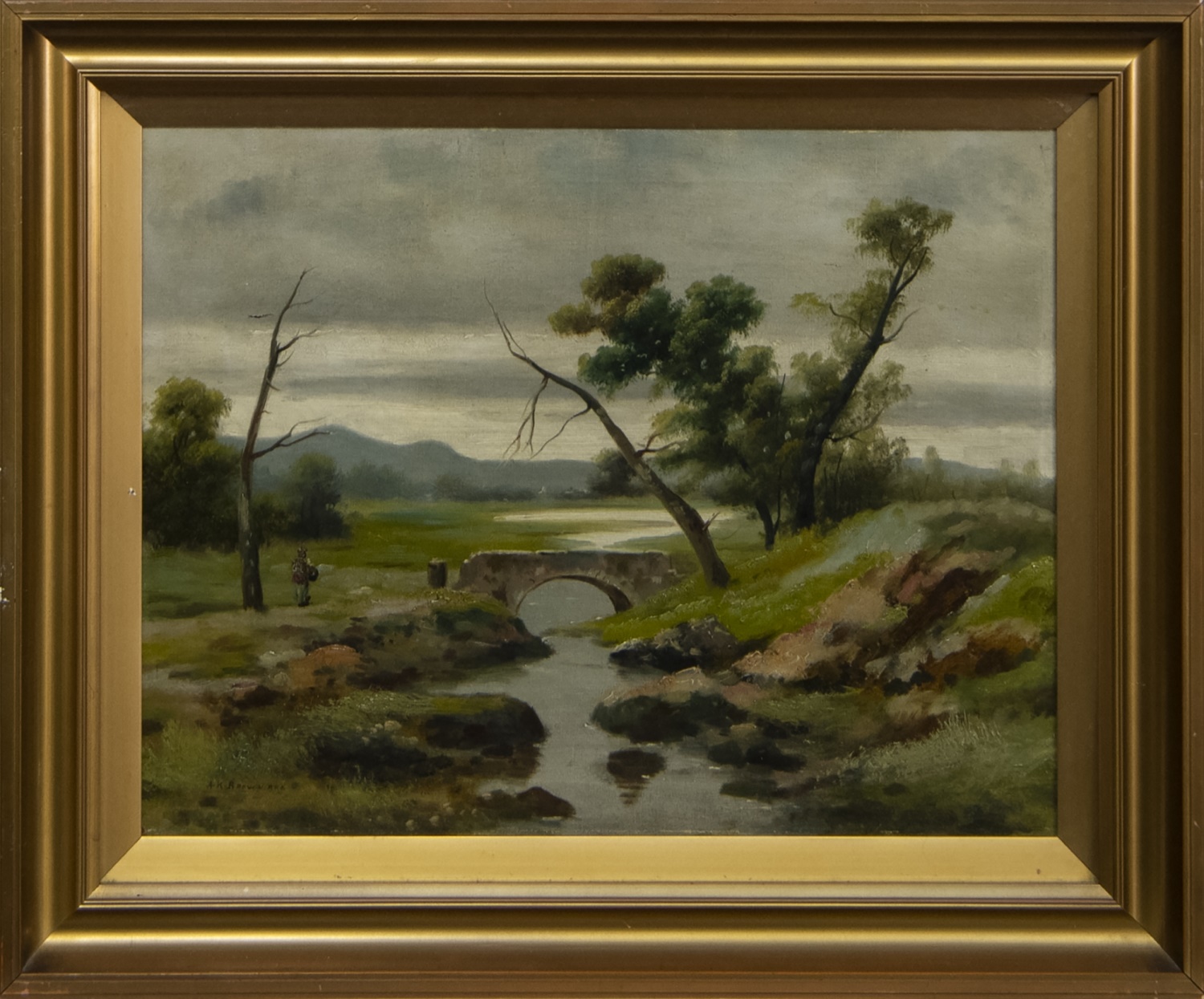 THE OLD BRIDGE, AN OIL BY ALEXANDER KELLOCK BROWN