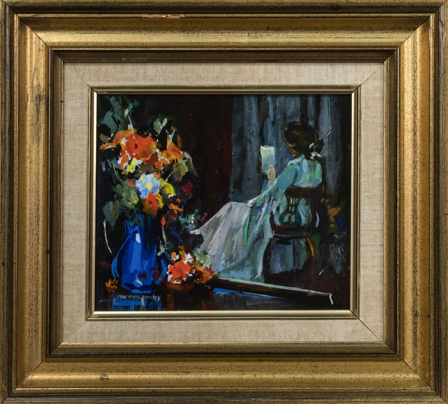 STILL LIFE WITH WOMAN, AN OIL BY IAN MCILHENNY