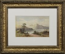 HIGHLAND SCENE WITH FISHERMAN, A WATERCOLOUR BY E F TIPPETT