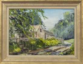 FOREST HOME, AN OIL BY JOHN B HALL