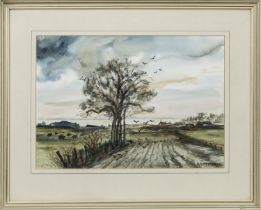 IN THE FIELD, A WATERCOLOUR BY H F MITCHELL