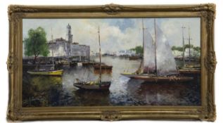 BOATS ON A RIVER, AN OIL