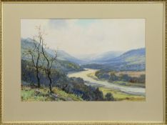 WINDING RIVER, A WATERCOLOUR BY GEORGE TREVOR