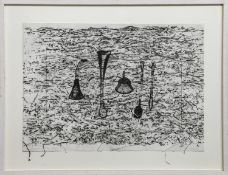 IMPLEMENTS IN THEIR PLACES, AN ETCHING BY JACKIE PARRY