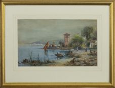 LAKE MAGGIORE, A WATERCOLOUR BY LUIGI BAROZZI