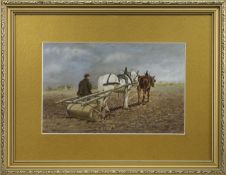DRIVING THE HORSES, AN OIL BY CHARLES ARCHIBALD MACLELLAN