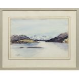 BEN ALDER AND LOCH ERRICHT FROM DALWHINNIE, A WATERCOLOUR BY COLIN MURDOCH