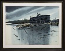 THE QUINLAN DERELICT, ALONG THE MISSISSIPPI, A WATERCOLOURB Y GEORGE GANSWORTH