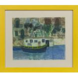 BLUE BOAT, A WATERCOLOUR BY CAROLYN BURCHELL