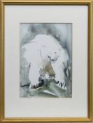 POLAR BEAR, A WATERCOLOUR BY CLAIRE HARKESS