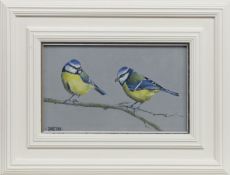 BLUE TIT BUDDIES, AN OIL BY LYNNE JOHNSTONE