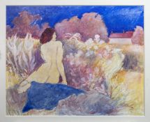 NUDE IN A LANDSCAPE, AN OIL BY FYFFE CHRISTIE