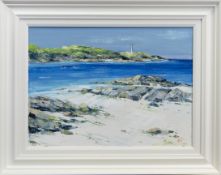 THE LIGHTHOUSE, ARDNAMURCHAN POINT, AN OIL BY ERNI UPTON