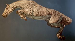 JUMPING HORSE, AN OIL BY HUW WILLIAMS