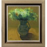 WILMA'S BIRTHDAY FLOWERS, AN OIL BY DES GORMAN