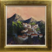 LAST LIGHT, ANDALUSIAN VILLAGE, AN ACRYLIC BY DOREEN WILLIAMS