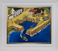 LEAVING CRAIL (EASK NEUK HARBOUR), AN OIL BY IAIN CARBY