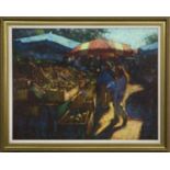 THE MARKET, A LA CROIX VALMER, AN OIL BY JOHN MACKIE