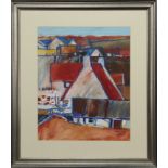 A COLLECTION OF ROOFS, A PASTEL BY PETER BOURNE