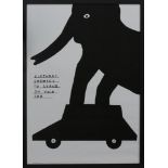 ELEPHANT CHOOSES TO STAND ON YOUR CAR, A LITHOGRAPH BY DAVID SHRIGLEY