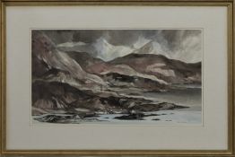 MOUNTAINS OF KNOYDART, A WATERCOLOUR BY TOM SHANKS