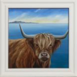 MOO, WHAT A VIEW, AN OIL BY LYNNE JOHNSTONE