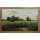 CATTLE BY THE RIVER, AN OIL BY J G MACE