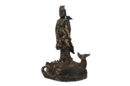 A CHINESE BRONZE FIGURE OF GUANYIN