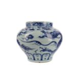 A 19TH CENTURY CHINESE BLUE AND WHITE STONEWARE VASE